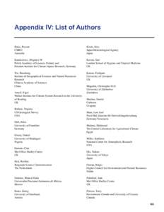 Appendix IV: List of Authors Bates, Bryson CSIRO Australia  Kitoh, Akio