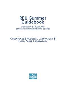 REU Summer Guidebook UNIVERSITY OF MARYLAND CENTER FOR ENVIRONMENTAL SCIENCE  C HESAPEAKE B IOLOGICAL L ABORATORY &