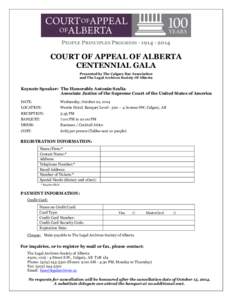 PEOPLE PRINCIPLES PROGRESS · [removed]COURT OF APPEAL OF ALBERTA CENTENNIAL GALA Presented by The Calgary Bar Association and The Legal Archives Society Of Alberta