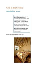 Cool in the Country Lincolnshire THE BOTHY  Luxury goodies and eco-credentials