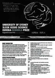 Page 1/2  UNIVERSITY OF SYDNEY SLEEK GEEKS SCIENCE EUREKA SCHOOLS PRIZE Suggested Lesson Plan (all secondary students)