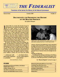 FEDERALIST  THE Newsletter of the Society for History in the Federal Government Second Series