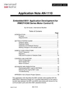 Embedded 8051 Application Development for IRMCF/K300 Series Motor Control IC