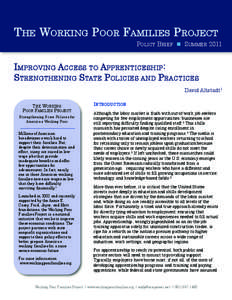 The Working Poor Families Project - Policy Brief Summer 2011