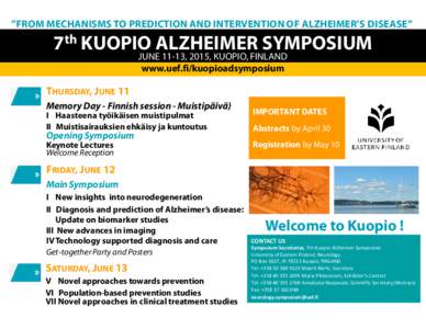 Microsoft PowerPoint - 7th Kuopio Alzheimer Symposium - A4 short program.pptx