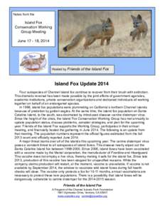 Notes from the  Island Fox Conservation Working Group Meeting June[removed], 2014