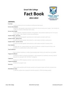 Great Falls College  Fact Book[removed]CONTENTS: Fast Stats
