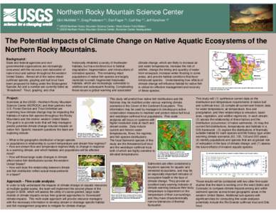 Cutthroat trout / Westslope cutthroat trout / Gila trout / Rio Grande cutthroat trout / Glacier National Park / Salmon / Climate change and ecosystems / Salmonid susceptibility to whirling disease / Fish / Oncorhynchus / Trout