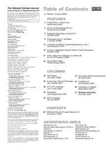 The National Contest Journal Volume 39 Number 5  September/October 2011 National Contest Journal (ISSN[removed]is published bimonthly in January, March, May, July, September and November by the American Radio Relay