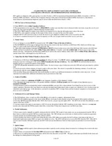 CLAIMS FOR FULL REPLACEMENT VALUE (FRV) COVERAGE COUNSELING CHECKLIST AND MEMBER/EMPLOYEE INFORMATION FRV applies to shipments with a pick up date on or after October 1, 2007 for International Household Goods (HHG), Nove