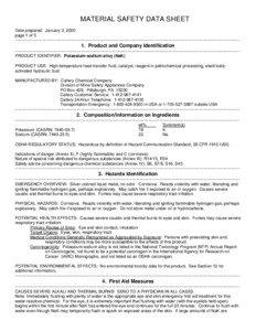 MATERIAL SAFETY DATA SHEET Date prepared: January 3, 2000 page 1 of 5