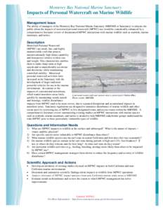 Monterey Bay National Marine Sanctuary  Impacts of Personal Watercraft on Marine Wildlife Management Issue The ability of managers of the Monterey Bay National Marine Sanctuary (MBNMS or Sanctuary) to educate the public 