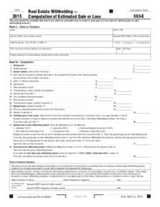 2015 Form 593-E -- Real Estate Withholding —  Computation of Estimated Gain or Loss