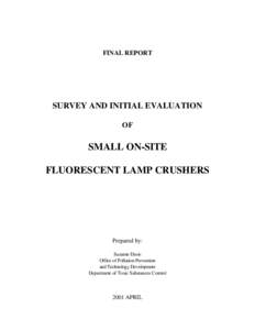 FINAL REPORT  SURVEY AND INITIAL EVALUATION OF  SMALL ON-SITE