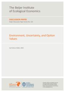The Beijer Institute of Ecological Economics DISCUSSION PAPER Beijer Discussion Paper Series No. 153
