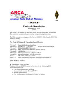 2004  ~ KG6WJF ~ Electronic News Letter February 13, 2005 By KL7IDY