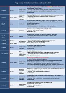 Programme of the German Weeks in NamibiaMarch 04 March