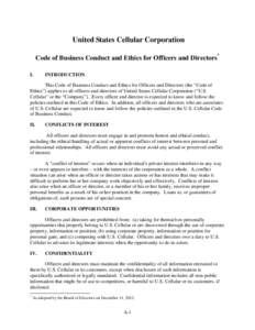 Microsoft Word - USM SOA_NYSE DIRECTOR_OFFICER CODE OF CONDUCT_ETHICS 12_11_12.DOC