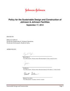 Guideline for the Sustainable Design and Construction of Johnson & Johnson Facilities using Green Building Rating Systems