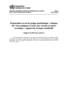 SOIXANTE-CINQUIÈME ASSEMBLÉE MONDIALE DE LA SANTÉ Point 13.9 de l’ordre du jour provisoire A65[removed]mars 2012