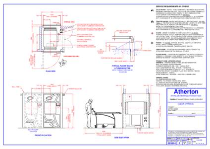 SERVICE REQUIREMENTS BY OTHERS COLD WATER - SUPPLY TO BE CONSTANTLY BETWEEN 200 & 500 KPA, MAXIMUM TEMPERATURE 25°C, TREATED IF OVER 2 PPM (0.02MMOL/L) HARDNESS, CHLORIDE FREE, COMPLETE WITH 15MM ISOLATING VALVE & BACK 