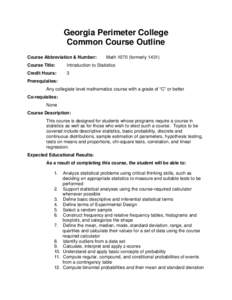 Georgia Perimeter College Common Course Outline Course Abbreviation & Number: Math[removed]formerly 1431)