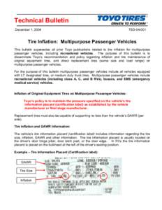 Technical Bulletin December 1, 2004 TSD[removed]Tire Inflation: Multipurpose Passenger Vehicles