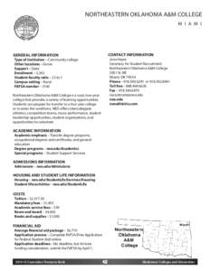 NORTHEASTERN OKLAHOMA A&M COLLEGE  M I A M I CONTACT INFORMATION