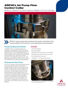 AREVA’s Jet Pump Flow Control Collar Restricts Leakage & Provides Support to Mitigate Jet Pump Damage AREVA’s repair permanently addresses the largest contributor to flow induced vibration (FIV) issues on your existi