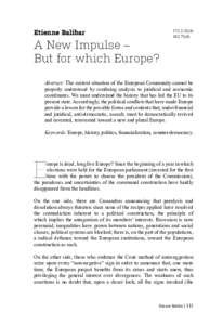 Etienne Balibar  A New Impulse – But for which Europe?  172.1:32(4)