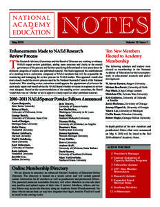 NOTES May 2010 Volume 12/Issue 1  Enhancements Made to NAEd Research