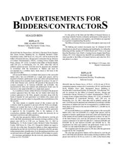ADVERTISEMENTS FOR  BIDDERS/CONTRACTORS SEALED BIDS REPLACE FIRE ALARM SYSTEM