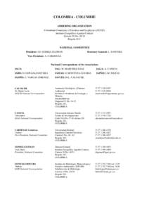 COLOMBIA - COLUMBIE ADHERING ORGANIZATION Colombian Committee of Geodesy and Geophysics (CCGG) Instituto Geográfico Agustin Codazzi Carrera 30 No[removed]Bogotá, D.C.