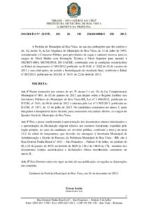 “BRASIL – DO CABURAÍ AO CHUÍ” PREFEITURA MUNICIPAL DE BOA VISTA GABINETE DA PREFEITA DECRETO Nº 2147/P,