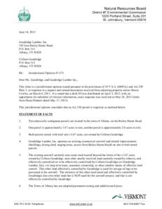 Natural Resources Board District #7 Environmental Commission 1229 Portland Street, Suite 201 St. Johnsbury, Vermont[removed]June 14, 2013