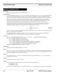 Splines / Video / Video signal / Bilinear interpolation / Linear interpolation / Spline interpolation / Spline / Polynomial / Trilinear interpolation / Interpolation / Numerical analysis / Multivariate interpolation