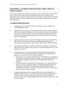 LAFCO of Mendocino County Policy and Procedures per AB 2838—2002  CHAPTER IV—GENERAL POLICIES THAT APPLY FOR ALL APPLICATIONS This section includes general policies, requirements and criteria that apply to all LAFCO 