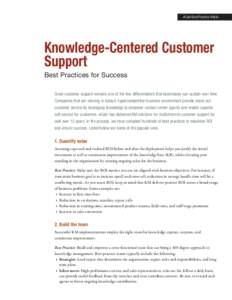 Knowledge-Centered Customer Support