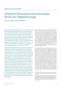 URHEBERRECHTSSCHUTZ UND INNOVATION  Urheberrechtsschutz und Innovation: Fit für die Digitalisierung? Von Christian Handke, Yann Girard und Anselm Mattes