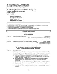 Coordinating Committee on Global Change and Climate Research Committee DRAFT Agenda April 8-9, 2004 National Academies Keck Center Room 100