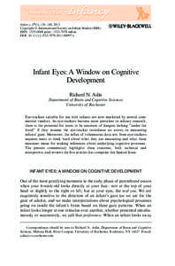 Infancy, 17(1), 126–140, 2012 Copyright  International Society on Infant Studies (ISIS) ISSN: [removed]print[removed]online DOI: [removed]j[removed]00097.x  Infant Eyes: A Window on Cognitive