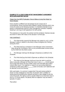 Guidelines Artist Management Agreements 8Mar08
