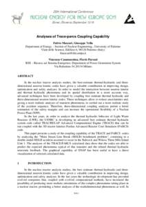 Analyses of Trace-parcs Coupling Capability Fulvio Mascari, Giuseppe Vella Department of Energy – Section of Nuclear Engineering-, University of Palermo Viale delle Scienze, Edificio 6, 90128 Palermo (Italy) fmascari@d