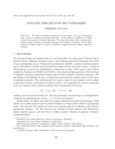 Theory and Applications of Categories, Vol. 29, No. 6, 2014, pp. 188–197.  ANALYTIC SPECTRUM OF RIG CATEGORIES ´ ERIC ´ FRED