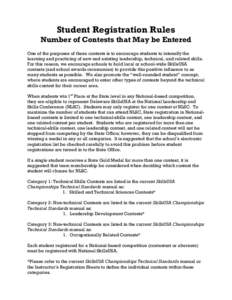 Student Registration Rules  Number of Contests that May be Entered One of the purposes of these contests is to encourage students to intensify the learning and practicing of new and existing leadership, technical, and re