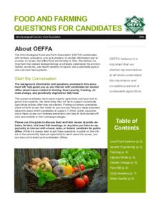 FOOD AND FARMING QUESTIONS FOR CANDIDATES Ohio Ecological Food and Farm Association 2016
