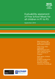 Evaluability assessment of Free School Meals for all children in P1 to P3. September[removed]Maura Beaton, Neil