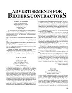 ADVERTISEMENTS FOR  BIDDERS/CONTRACTORS NOTICE TO BIDDERS Office of General Services Procurement Services Group