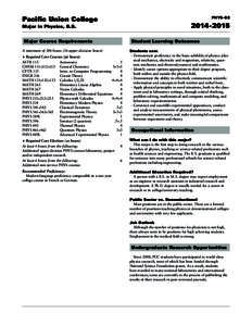 Pacific Union College Major in Physics, B.S. Major Course Requirements A minimum of 106 hours (36 upper-division hours) 	 Required