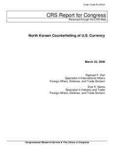 North Korean Counterfeiting of U.S. Currency